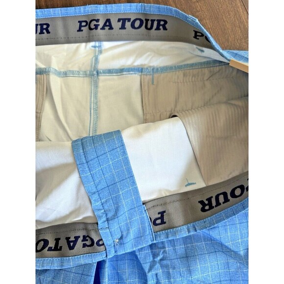 PGA TOUR Men's Shorts Flat Front Geometric Print Shorts Poseidon Blue Size 40 - Picture 6 of 9